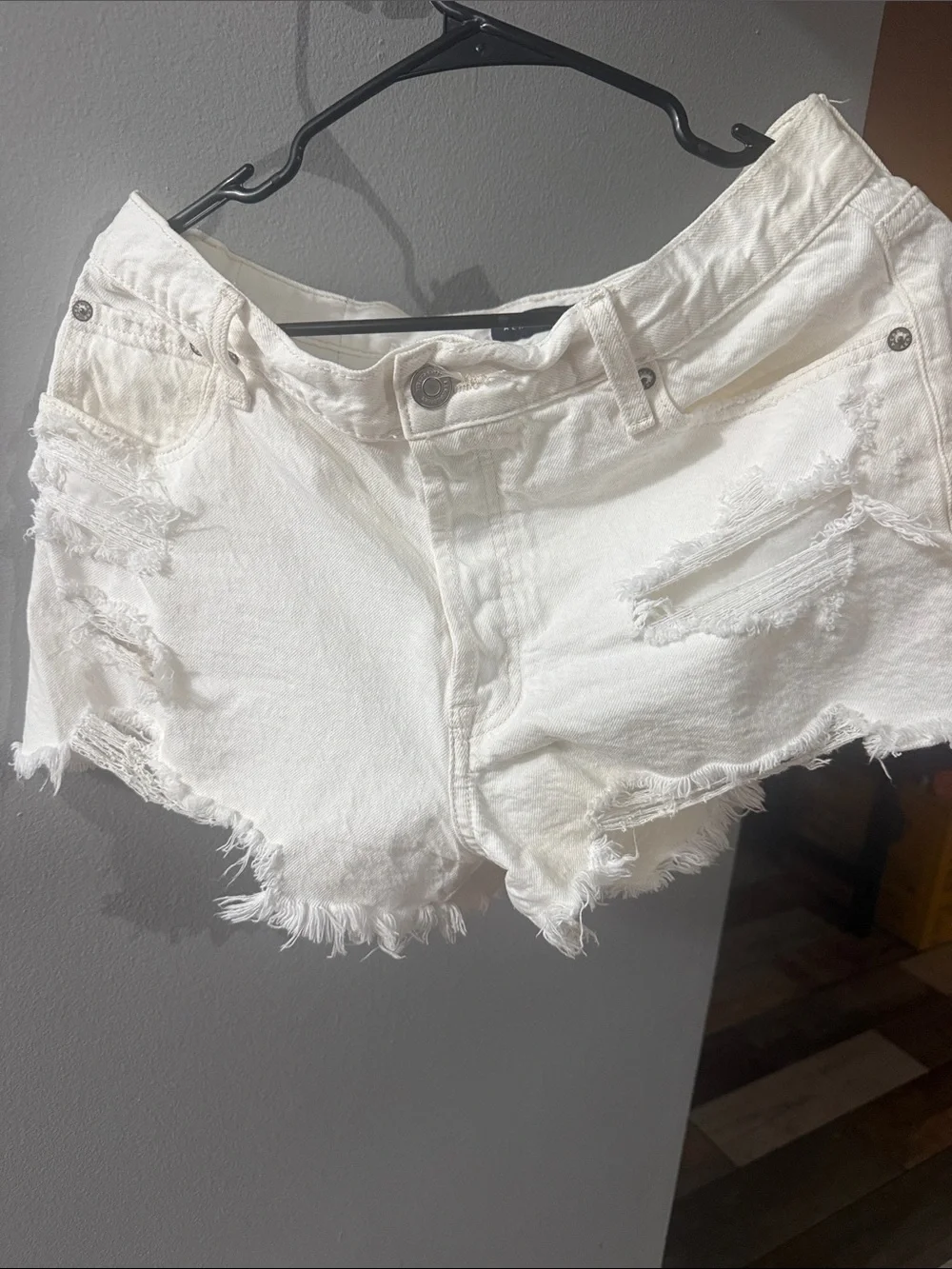 Aeropostale White Distressed Denim Cutoff Shorts